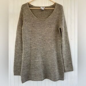 Soft Surroundings Tan Scoopneck Long-sleeve Wool Blend Sweater Tunic Size Medium